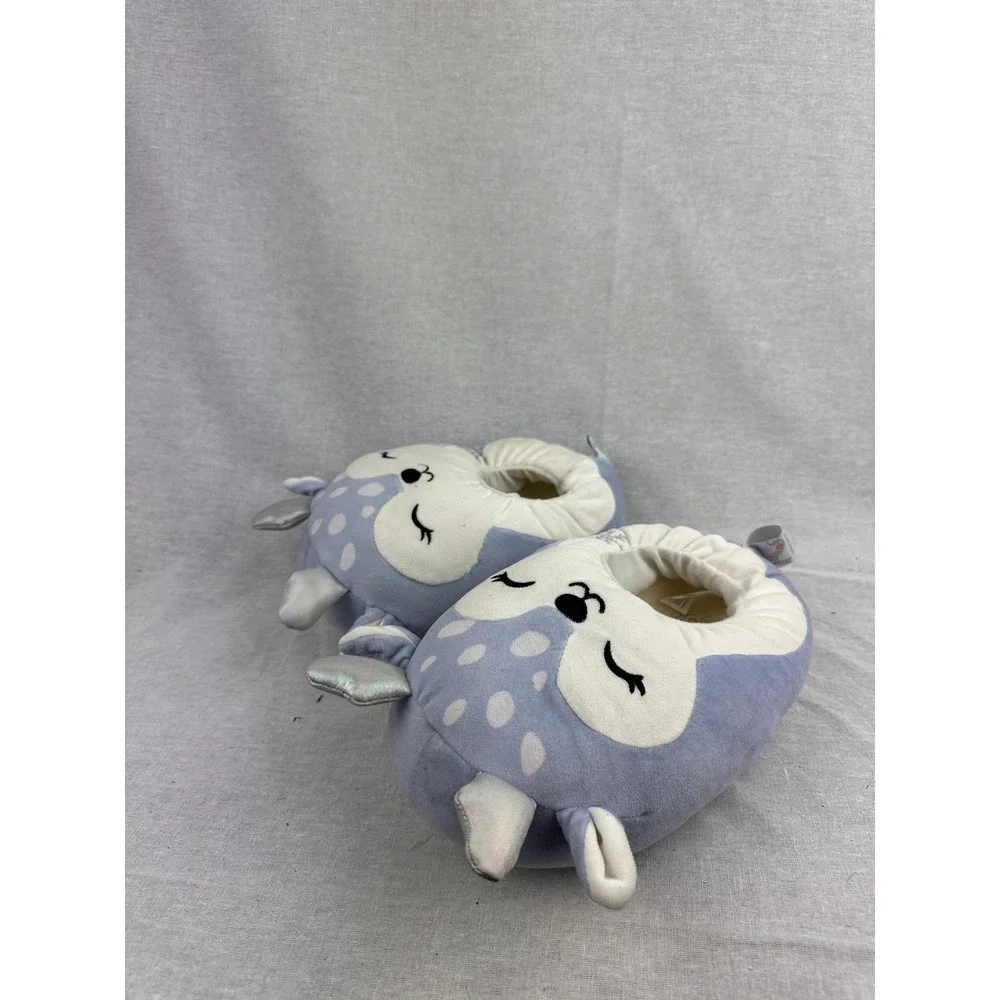 Squishmallows Blue Deer Plush Slippers Kids Size 4/5 Holiday‎ Snowflake New